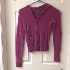 Magenta 100% Real Cashmere Zip-Up Hooded Sweater